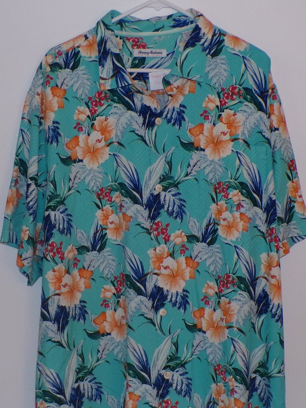 Tommy Bahama Tropical Flowers Print Hawaiian 100% Silk Camp Shirt